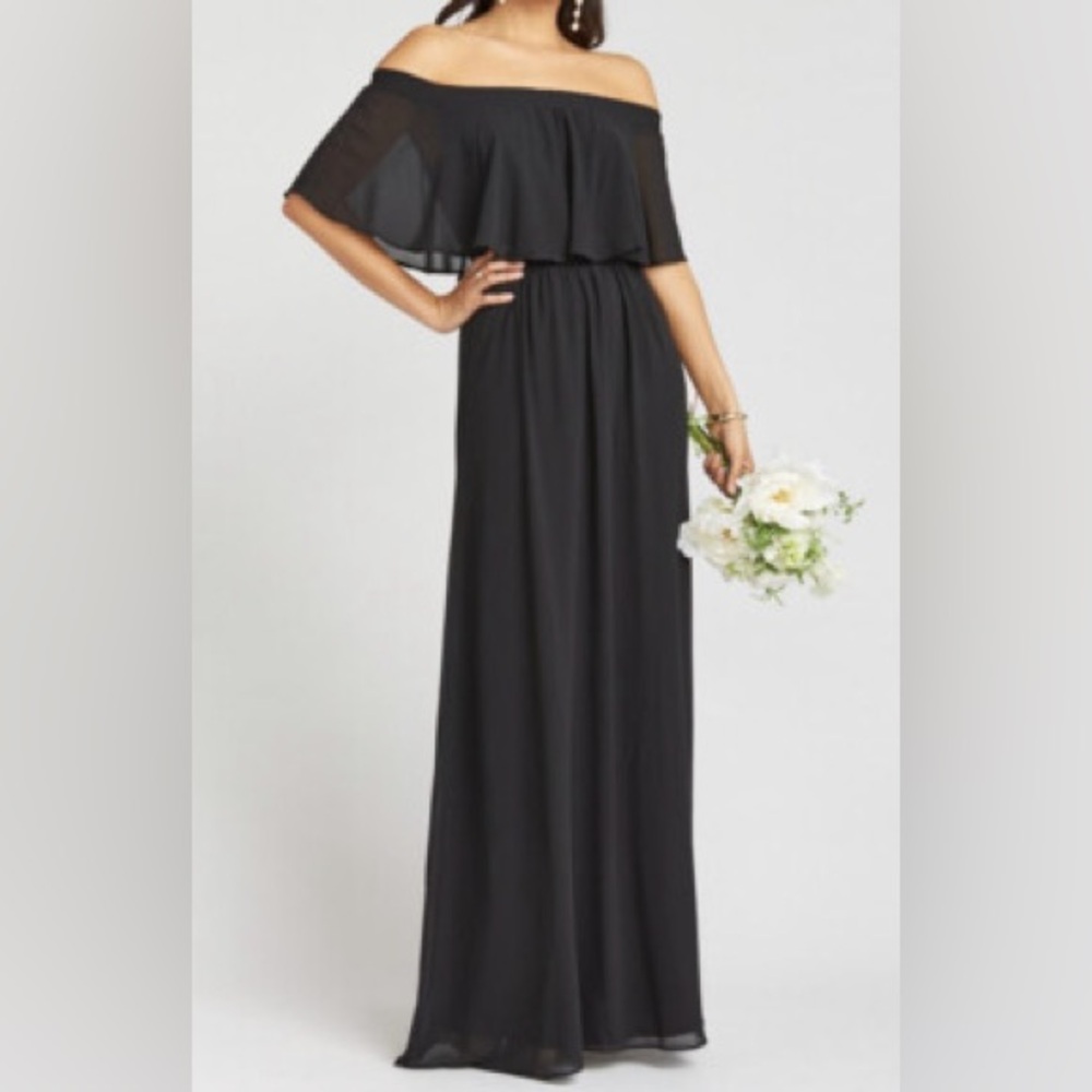 Show Me Your Mumu black off the shoulder maxi dress